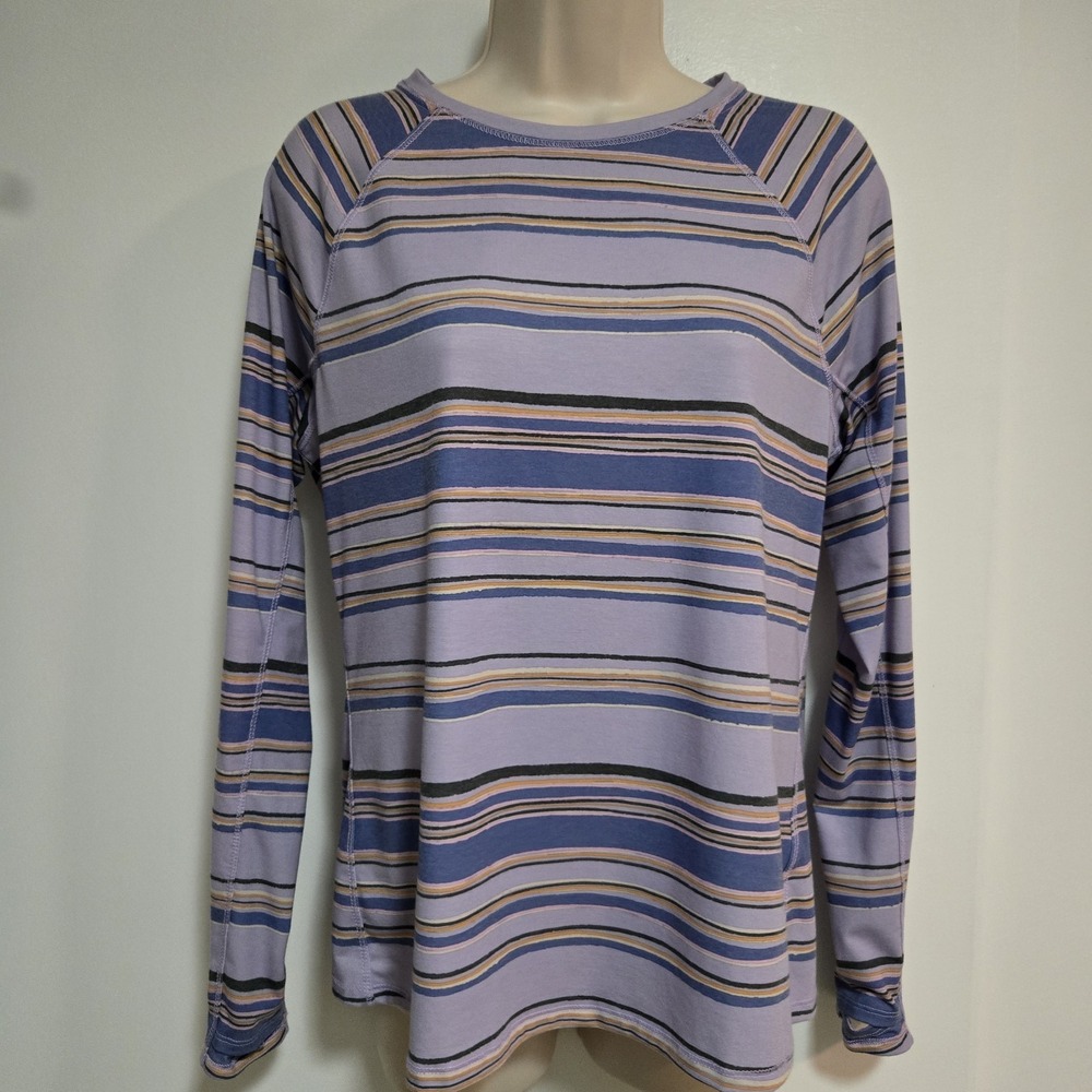 L.L.Bean Petite M Multicolor Everyday‎ Sunsmart Tee Crewneck Striped UPF 50+